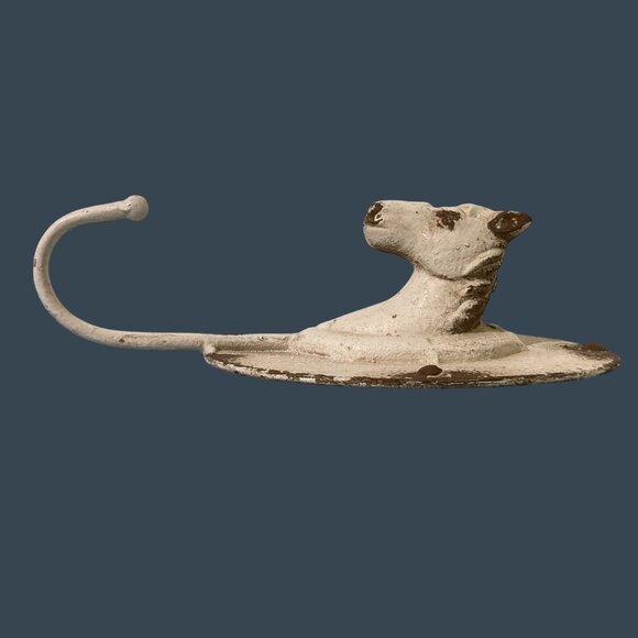 White Cast Iron Horse Head Chippy Rusty Wall Coat Towel Hook Rustic Farmhouse - Picture 2 of 6